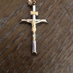 White gold/ gold cross pendant